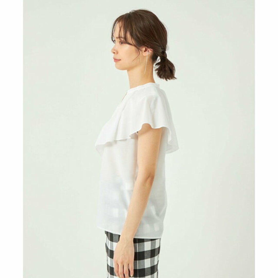 UNITED ARROWS green label relaxing(ユナイテッドアローズグリーンレーベルリラクシング)の【WHITE】スタンド ラッフルスリーブ ブラウス -マシンウォッシャブル・防シワ- レディースのトップス(シャツ/ブラウス(長袖/七分))の商品写真