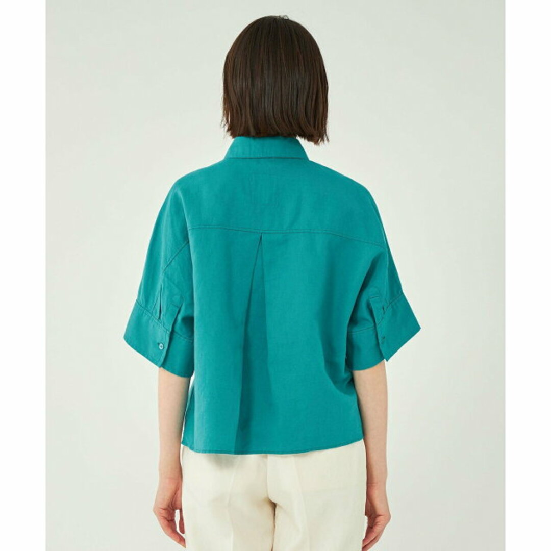 UNITED ARROWS green label relaxing(ユナイテッドアローズグリーンレーベルリラクシング)の【TURQUOISE】コルトレイクリネン コットン クロップド シャツ レディースのトップス(シャツ/ブラウス(長袖/七分))の商品写真