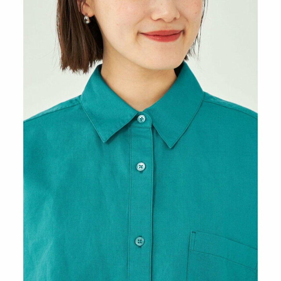 UNITED ARROWS green label relaxing(ユナイテッドアローズグリーンレーベルリラクシング)の【TURQUOISE】コルトレイクリネン コットン クロップド シャツ レディースのトップス(シャツ/ブラウス(長袖/七分))の商品写真