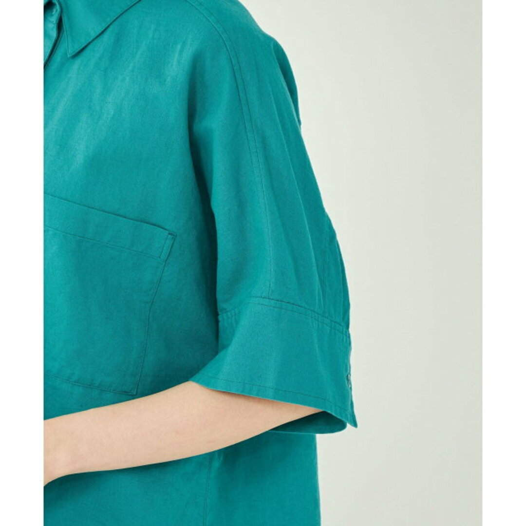 UNITED ARROWS green label relaxing(ユナイテッドアローズグリーンレーベルリラクシング)の【TURQUOISE】コルトレイクリネン コットン クロップド シャツ レディースのトップス(シャツ/ブラウス(長袖/七分))の商品写真