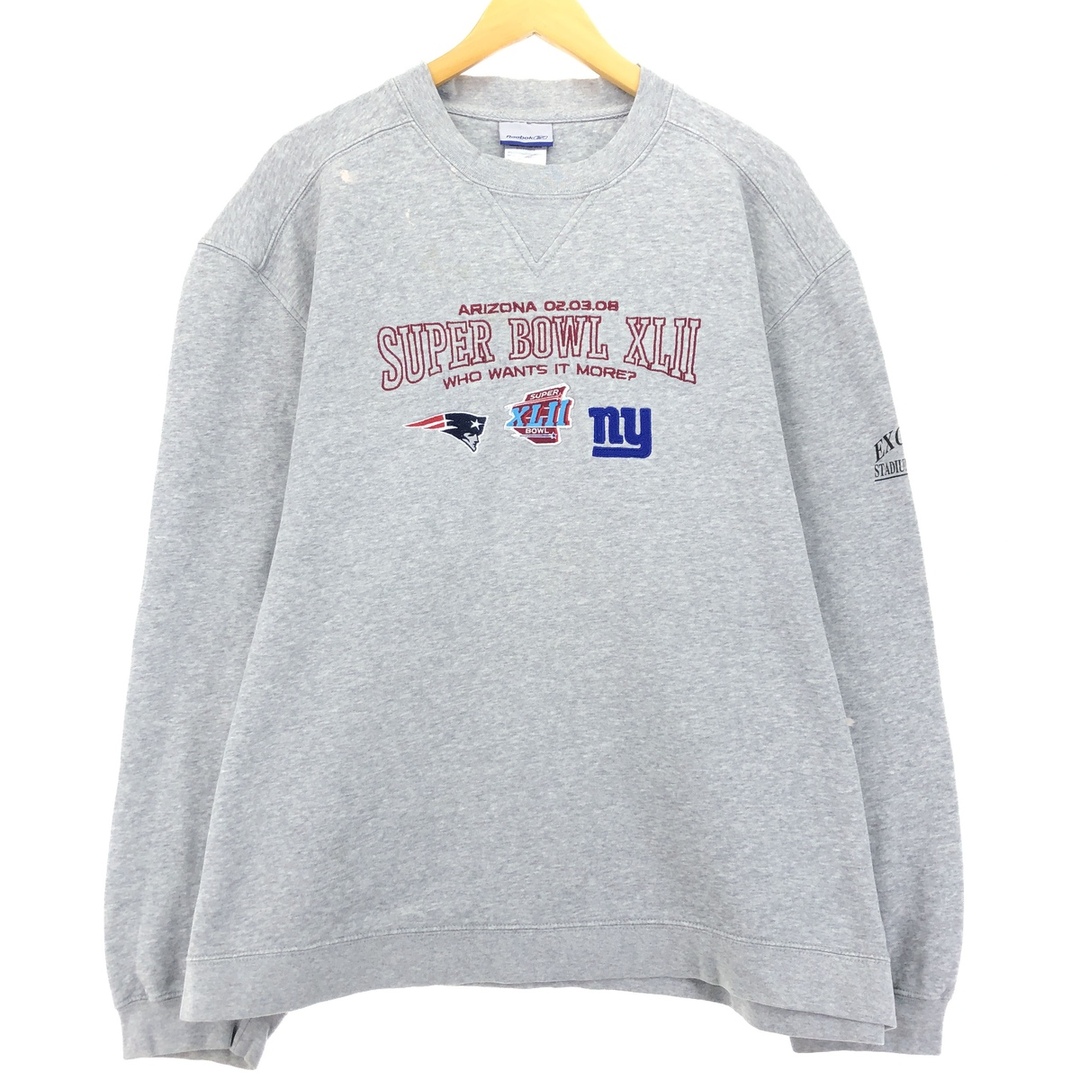 Reebok(リーボック)の古着 リーボック Reebok SUPER BOWL XLII スーパーボウル スウェットシャツ トレーナー メンズXL /eaa389265 メンズのトップス(スウェット)の商品写真