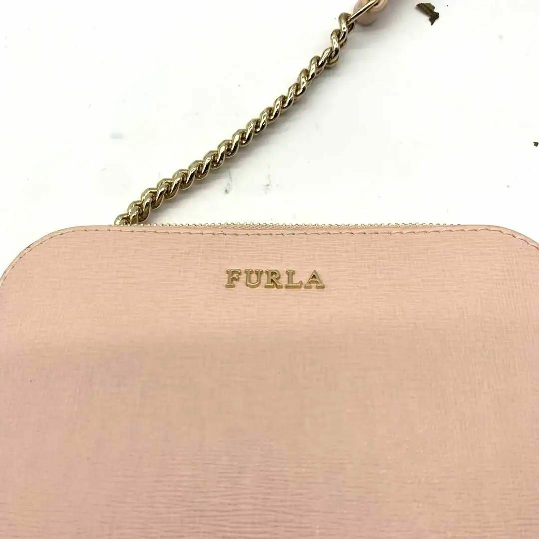 Furla(フルラ)の美品 フルラ サフィアーノレザー チェーンショルダーバッグ ピンクベージュ レディースのバッグ(ショルダーバッグ)の商品写真