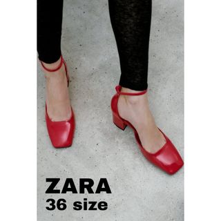 ザラ(ZARA)のZARA　ブロックヒール フェイクパテントフィニッシュ シューズ　36サイズ(ハイヒール/パンプス)