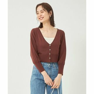 ユナイテッドアローズグリーンレーベルリラクシング(UNITED ARROWS green label relaxing)の【MD.BROWN】コットン アセテート ショート カーディガン -ウォッシャブル-(カーディガン)