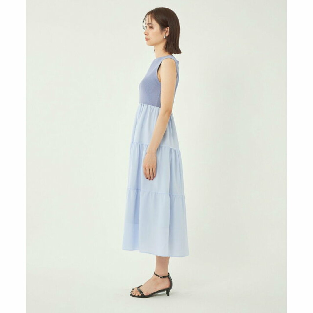 UNITED ARROWS green label relaxing(ユナイテッドアローズグリーンレーベルリラクシング)の【LT.BLUE】【FREE】リブ * ティアード ドッキング ワンピース -ウォッシャブル- レディースのワンピース(ロングワンピース/マキシワンピース)の商品写真