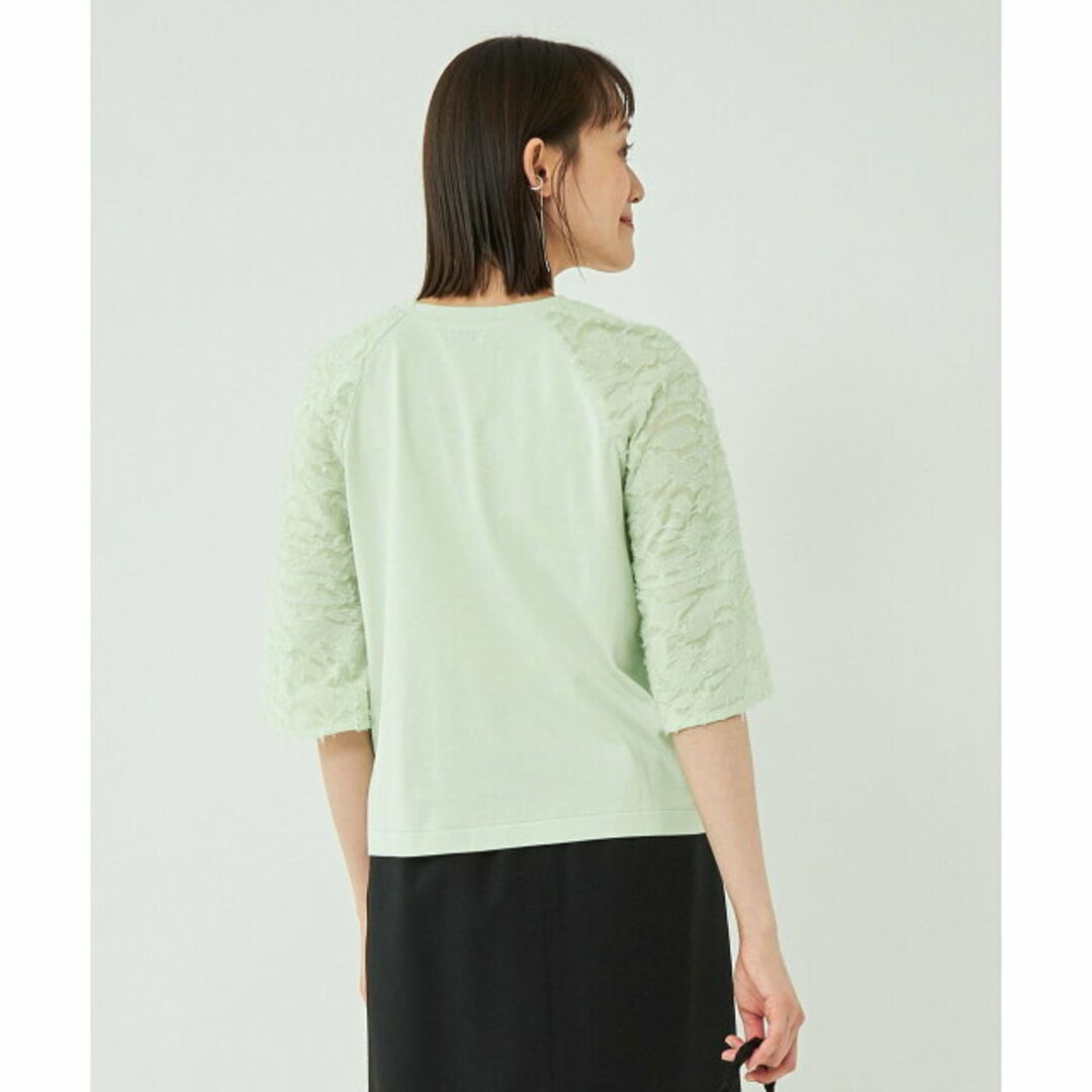 UNITED ARROWS green label relaxing(ユナイテッドアローズグリーンレーベルリラクシング)の【LIME】ジャカード コンビ フレアスリーブ プルオーバー カットソー レディースのトップス(カットソー(長袖/七分))の商品写真