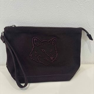 美品MaisonKitsuneメゾンキツネFOX刺繍ポーチクラッチバッグ