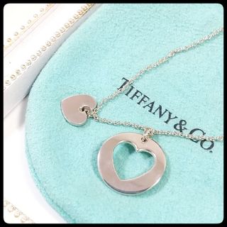 ティファニー(Tiffany & Co.)のティファニー ラウンド ダブル ステンシル ハート   ネックレス  シルバー(ネックレス)