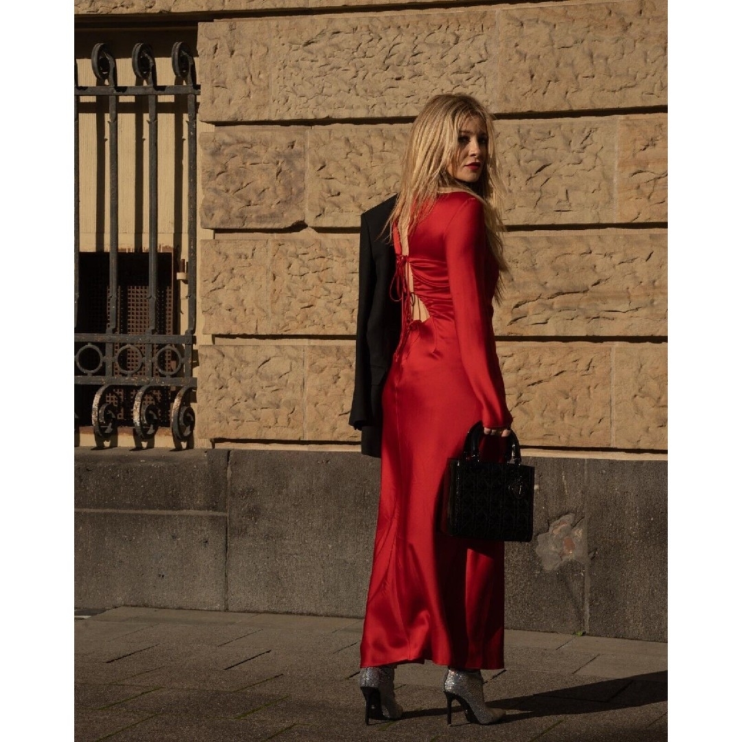 ZARA - ZARA ZW COLLECTION サテン ロングワンピース リボン ZARA - ZARA ZW COLLECTION サテン ロングワンピース リボン