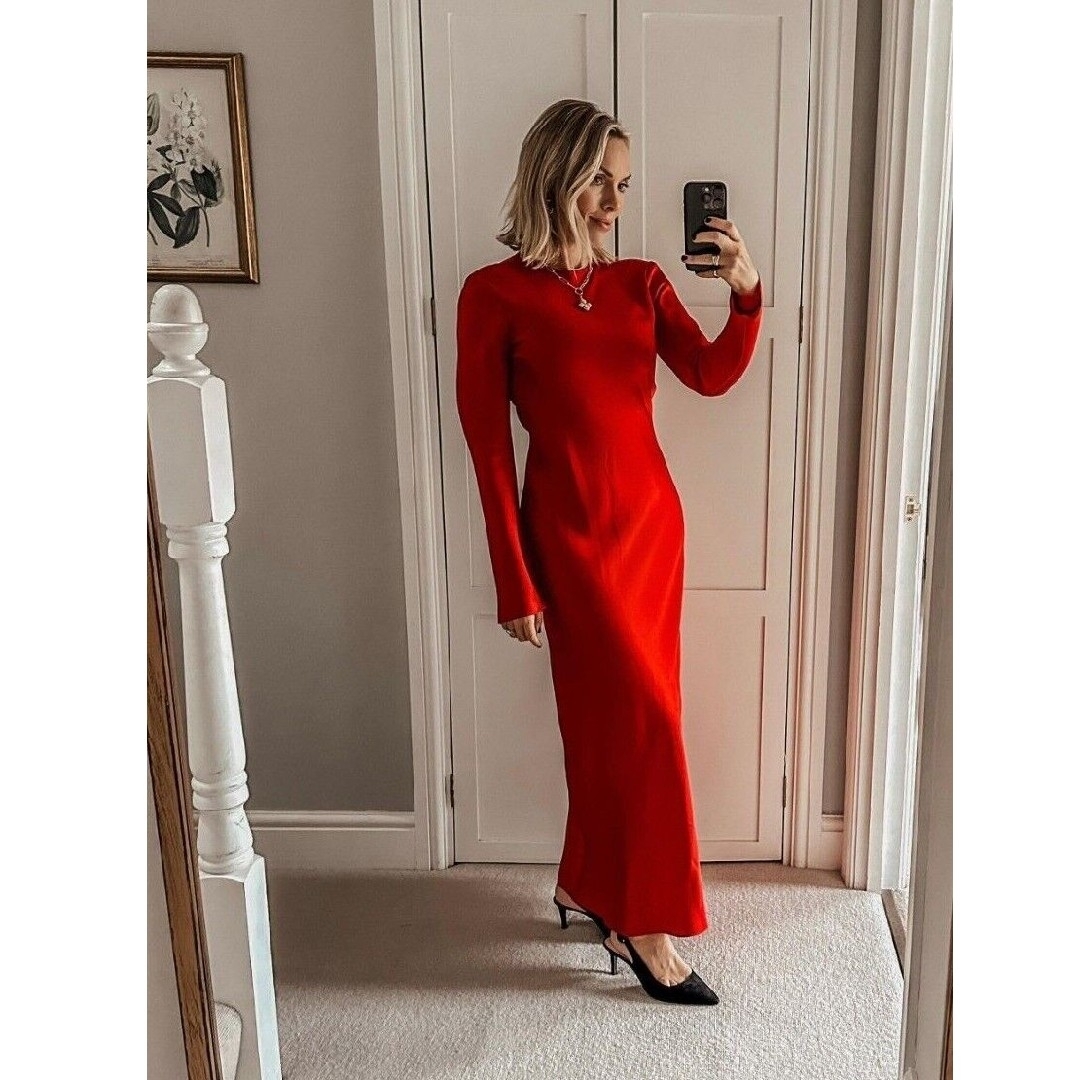ZARA - ZARA ZW COLLECTION サテン ロングワンピース リボン ZARA - ZARA ZW COLLECTION サテン ロングワンピース リボン