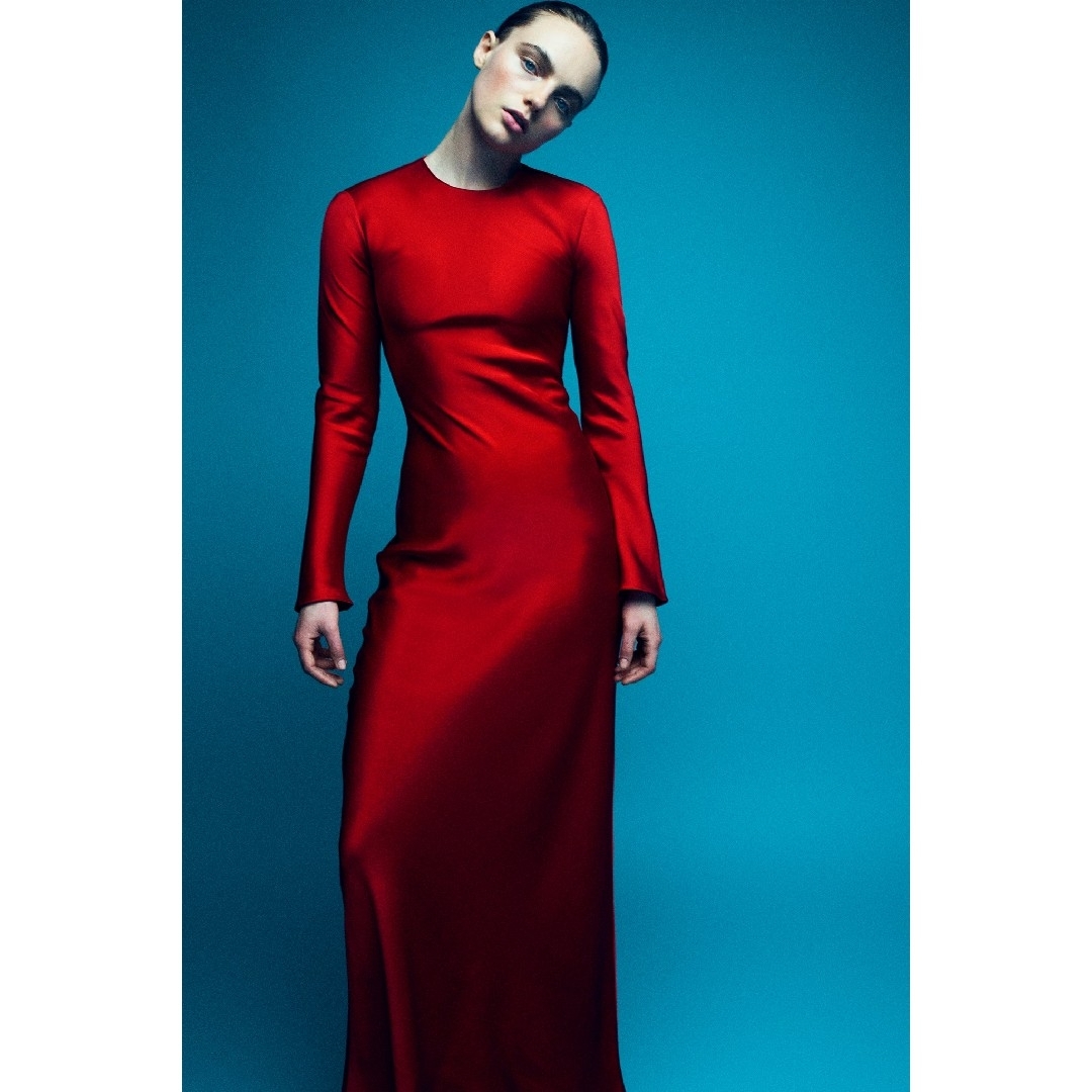 ZARA - ZARA ZW COLLECTION サテン ロングワンピース リボン ZARA - ZARA ZW COLLECTION サテン ロングワンピース リボン