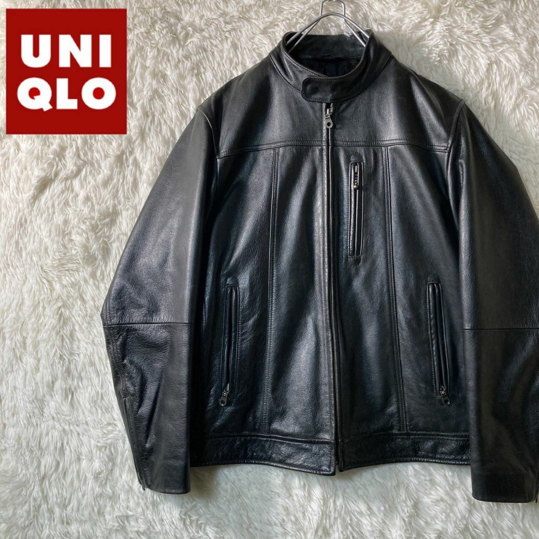 UNIQLO - 美品 ユニクロ ビンテージ 牛革 レザージャケット シングル