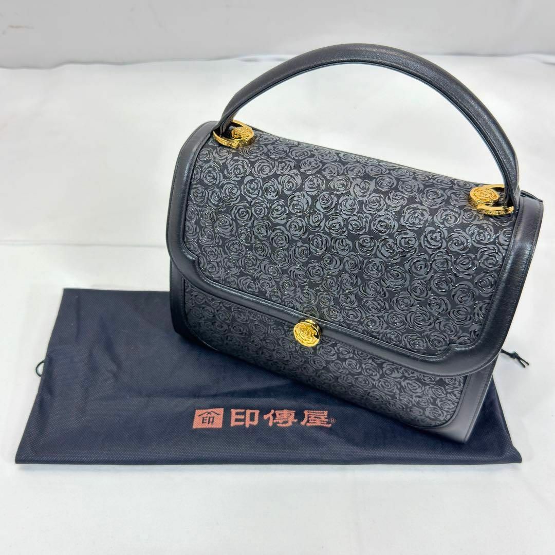 印傳屋 - 印傳屋 和装バッグ 鹿革 漆塗り ローズ 薔薇柄 印傳屋 - 印傳屋 和装バッグ 鹿革 漆塗り ローズ 薔薇柄