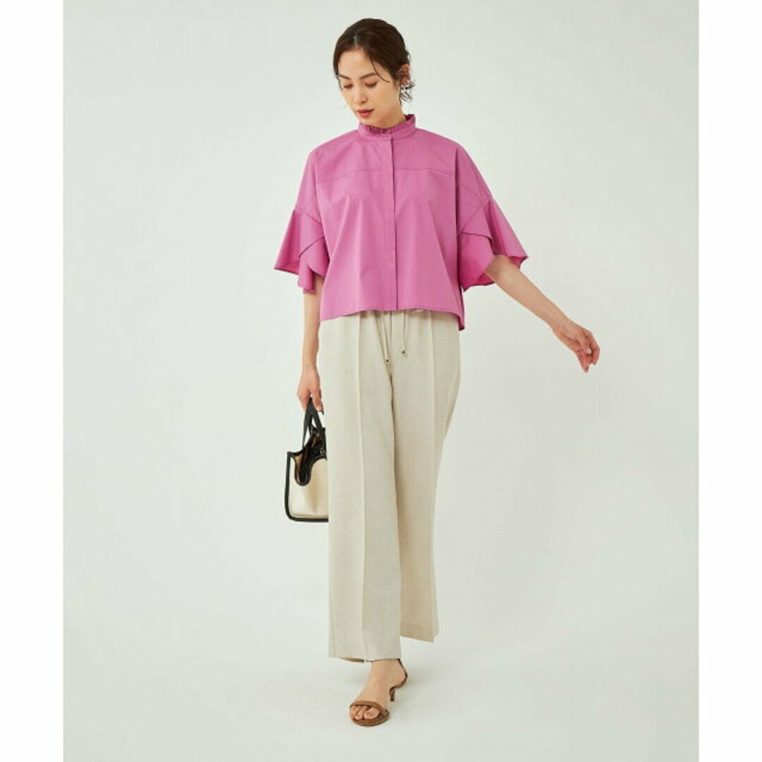 UNITED ARROWS green label relaxing(ユナイテッドアローズグリーンレーベルリラクシング)の【PINK】フレアスリーブ クロップド シャツ レディースのトップス(シャツ/ブラウス(長袖/七分))の商品写真