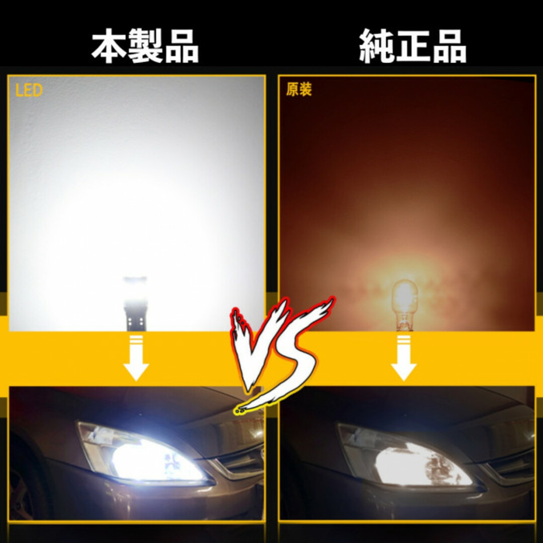 T10 LED 4個セット ホワイト 爆光  ポジションランプ ルームランプ  自動車/バイクの自動車(車種別パーツ)の商品写真