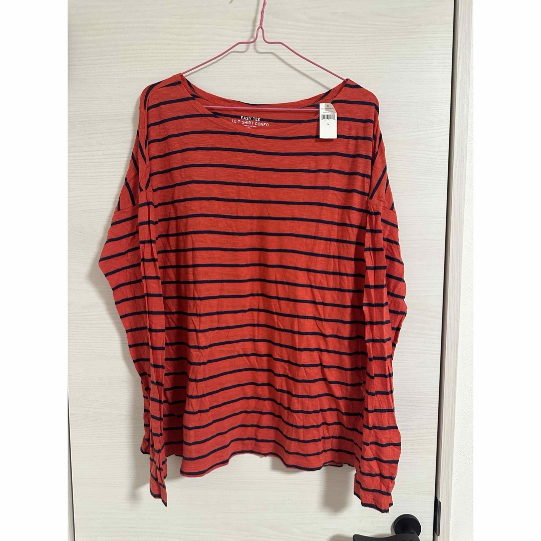 GAP(ギャップ)のGAP 長袖カットソー　ボーダー　Lサイズ レディースのトップス(カットソー(長袖/七分))の商品写真