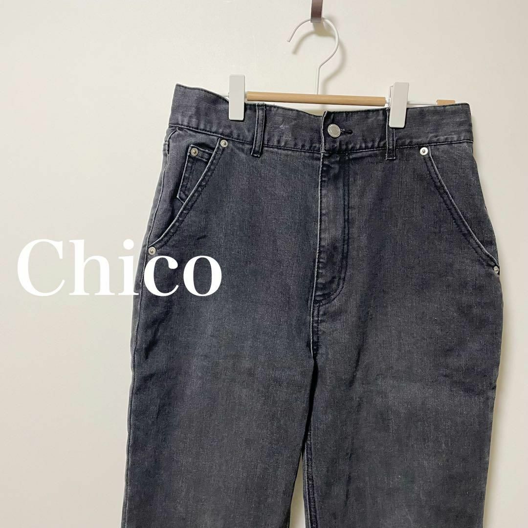 who's who Chico(フーズフーチコ)のChico  チコ　スリット入　ブラック　デニム レディースのパンツ(デニム/ジーンズ)の商品写真