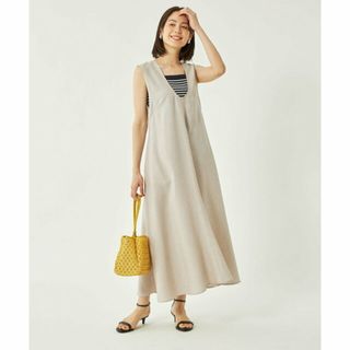 ユナイテッドアローズグリーンレーベルリラクシング(UNITED ARROWS green label relaxing)の【NATURAL】スラブオックス フレア ジャンパースカート -マシンウォッシャブル・防シワ-(ロングワンピース/マキシワンピース)