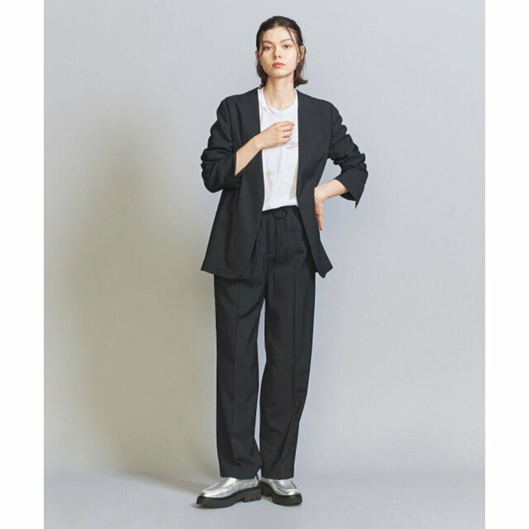 BEAUTY&YOUTH UNITED ARROWS(ビューティアンドユースユナイテッドアローズ)の【NAVY】ポプリン カラーレス ジャケット レディースのジャケット/アウター(ノーカラージャケット)の商品写真