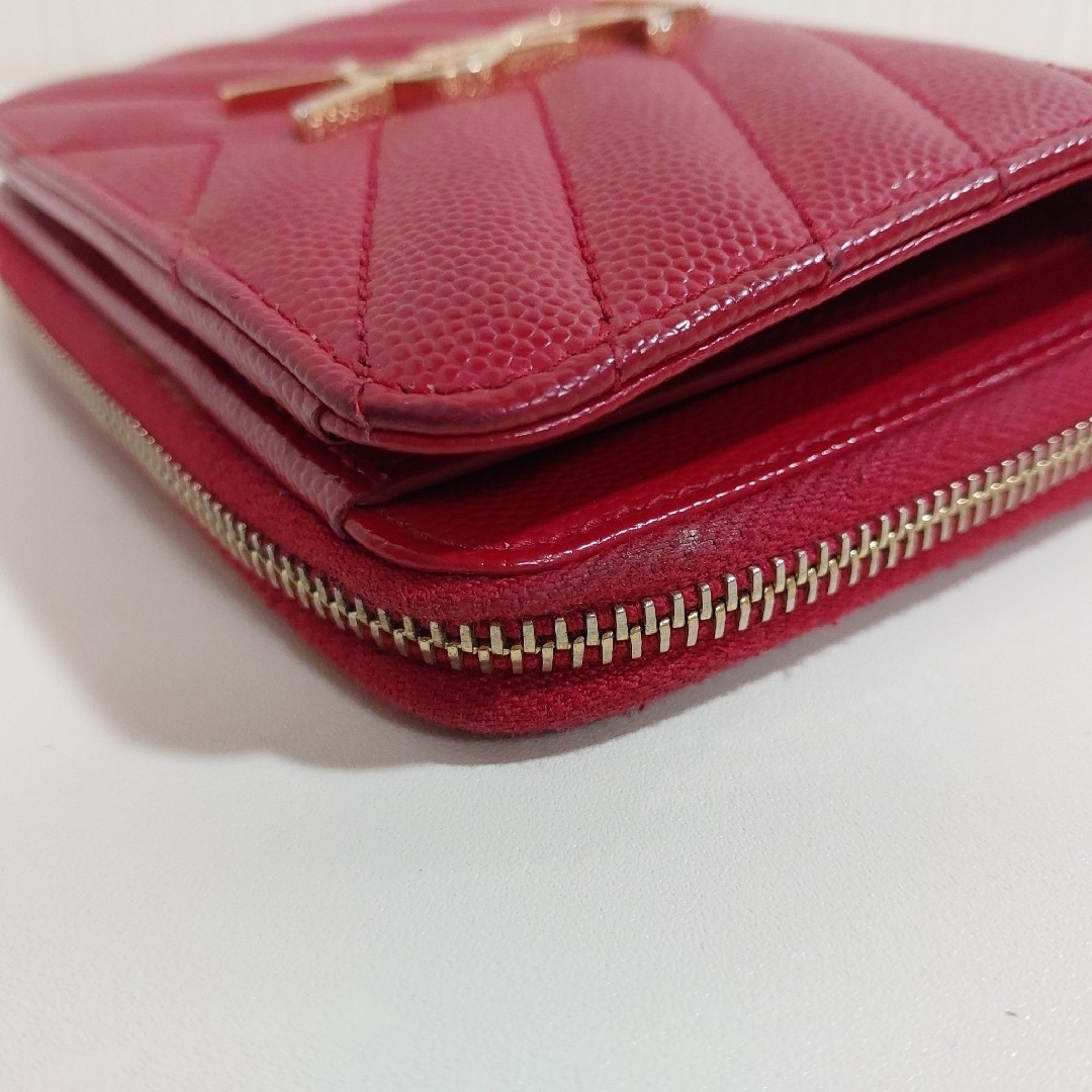 サンローラン YSL コンパクトジップ財布 グレインレザー レッド サンローラン YSL コンパクトジップ財布 グレインレザー レッド
