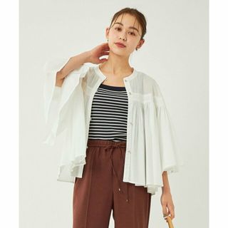 ユナイテッドアローズグリーンレーベルリラクシング(UNITED ARROWS green label relaxing)の【OFF WHITE】ギャザー フレアー クロップド ブラウス(シャツ/ブラウス(長袖/七分))