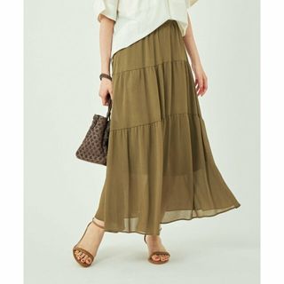 ユナイテッドアローズグリーンレーベルリラクシング(UNITED ARROWS green label relaxing)の【OLIVE】シアー ヨウリュウ ティアード スカート(ロングスカート)