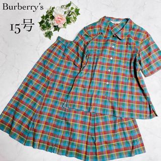 バーバリー(BURBERRY)の希少✨大きい15号꧁ バーバリーズ꧂セットアップ　チェック柄　ヴィンテージ(シャツ/ブラウス(半袖/袖なし))