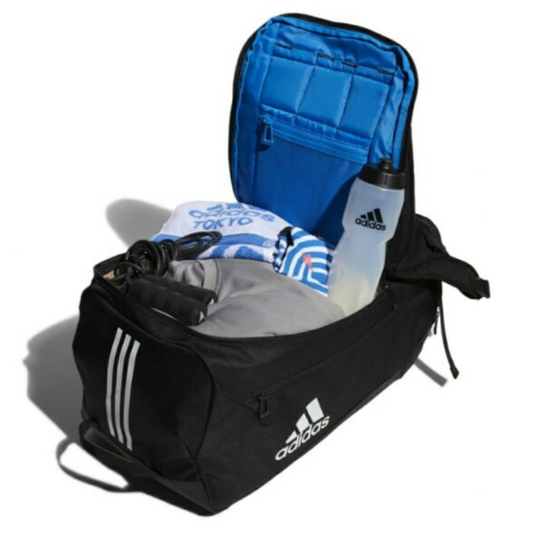 adidas(アディダス)の新品未使用adidasアディダス黒50L 2wayリュック＆ダッフルバック大容量 メンズのバッグ(ボストンバッグ)の商品写真