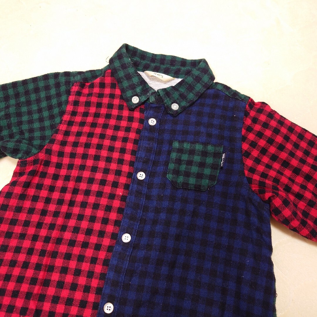 SHIPS KIDS(シップスキッズ)のシップス ネルシャツカバーオール キッズ/ベビー/マタニティのベビー服(~85cm)(カバーオール)の商品写真