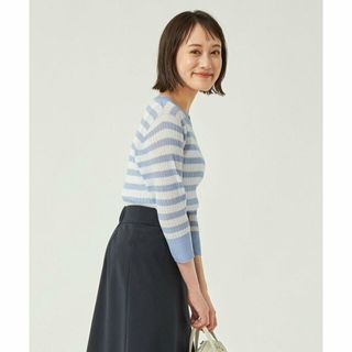 ユナイテッドアローズグリーンレーベルリラクシング(UNITED ARROWS green label relaxing)の【LT.BLUE】シアー リブ ボーダー プルオーバー ニット -ウォッシャブル-(ニット/セーター)