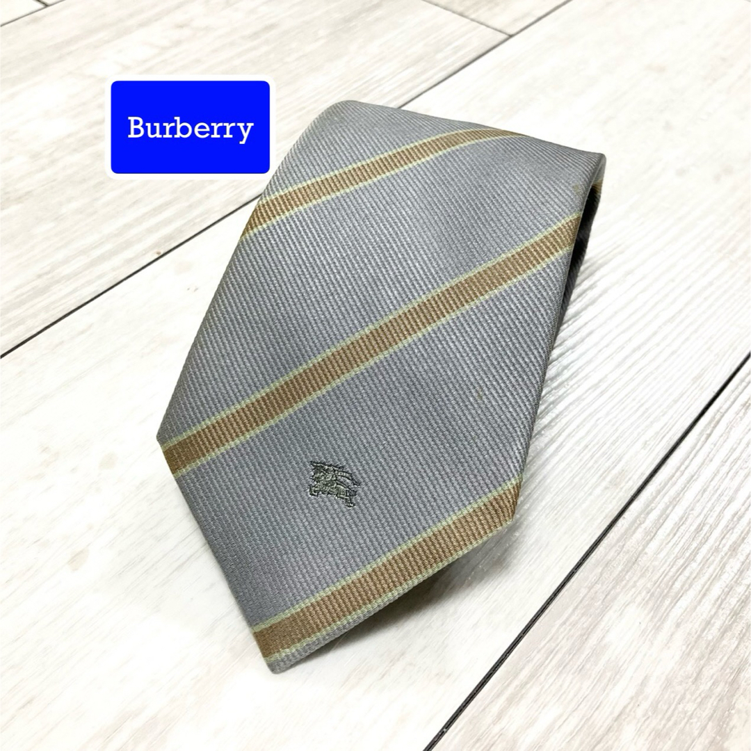 BURBERRY(バーバリー)のバーバリー Burberry シルバーグレー シルク100% ネクタイ メンズのファッション小物(ネクタイ)の商品写真