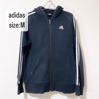 アディダス(adidas)のadidas   フルジップパーカー　黒　ブラック　M(パーカー)