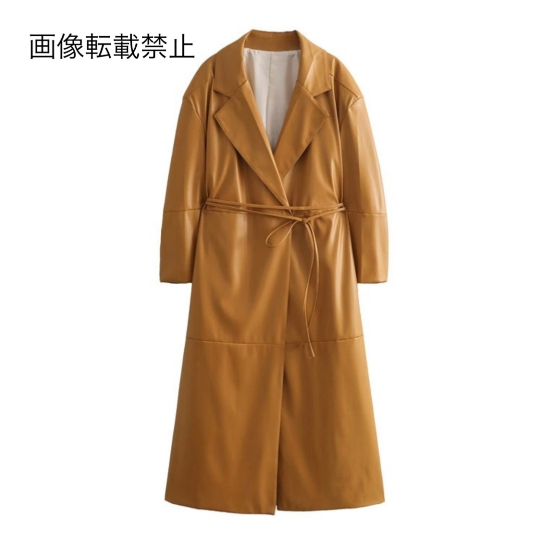 3月新作13719◆フェイクレザー PU ロングコート