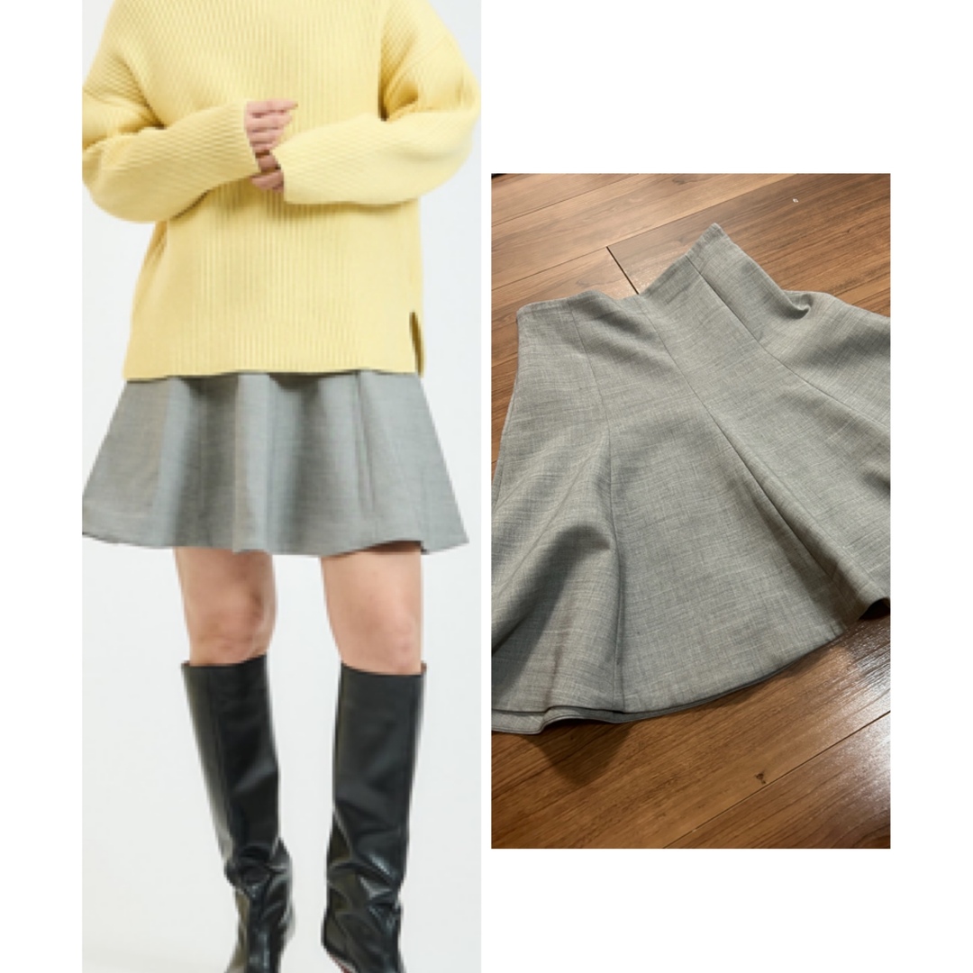 ESTNATION(エストネーション)のエストネーション　ESTNATION グレー　ミニスカート　フレアスカート レディースのスカート(ミニスカート)の商品写真