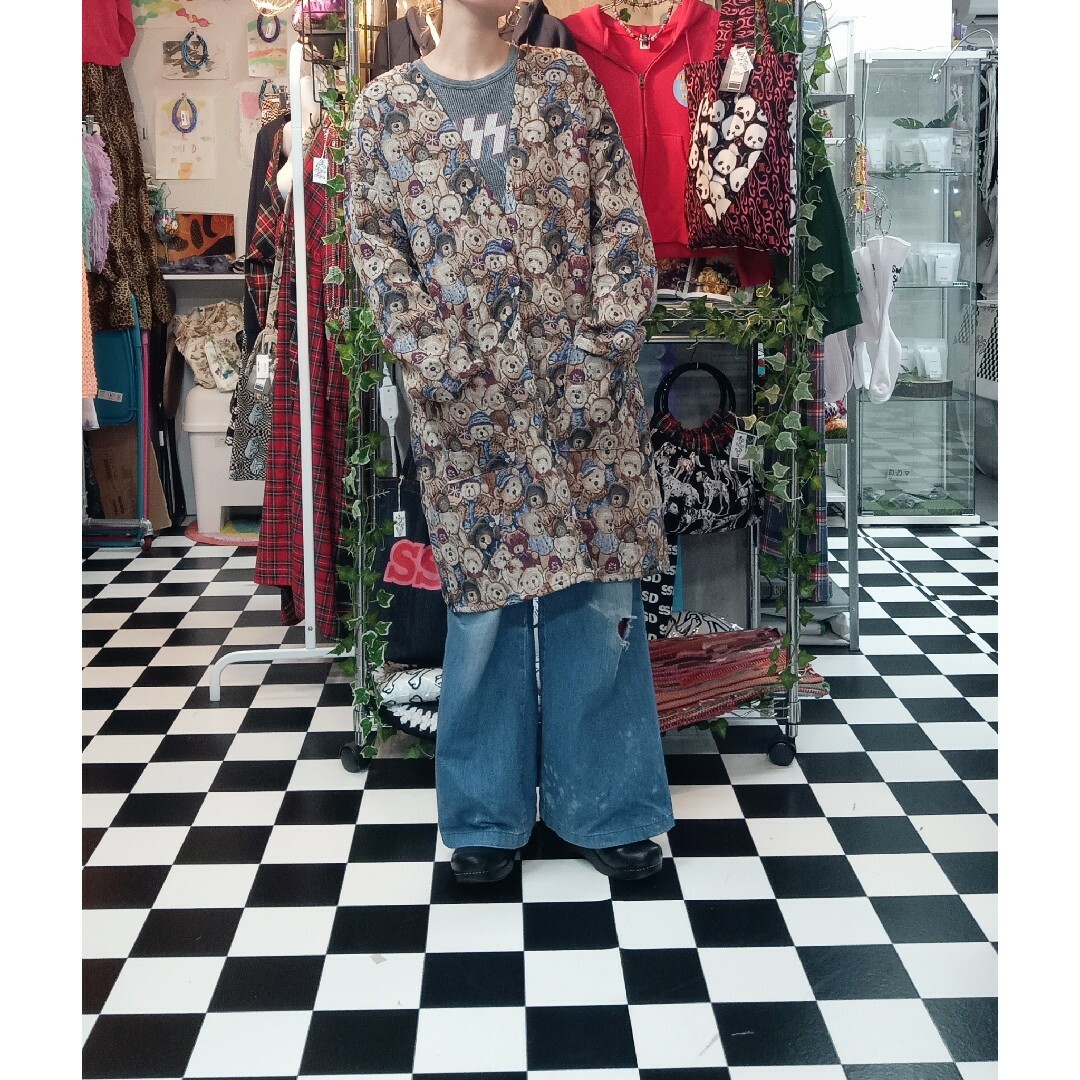 テディベア　ゴブラン織り　ロングガウンジャケット レディースのトップス(カーディガン)の商品写真