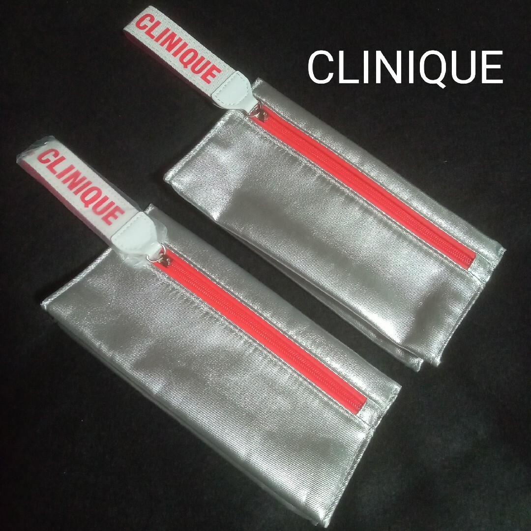 CLINIQUE(クリニーク)のCLINIQUE  クリニーク  ポーチ  シルバー   ２個 レディースのファッション小物(ポーチ)の商品写真