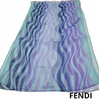 フェンディ(FENDI)のFENDI ストール 150×41 薄手 ブルー パープル(ストール/パシュミナ)