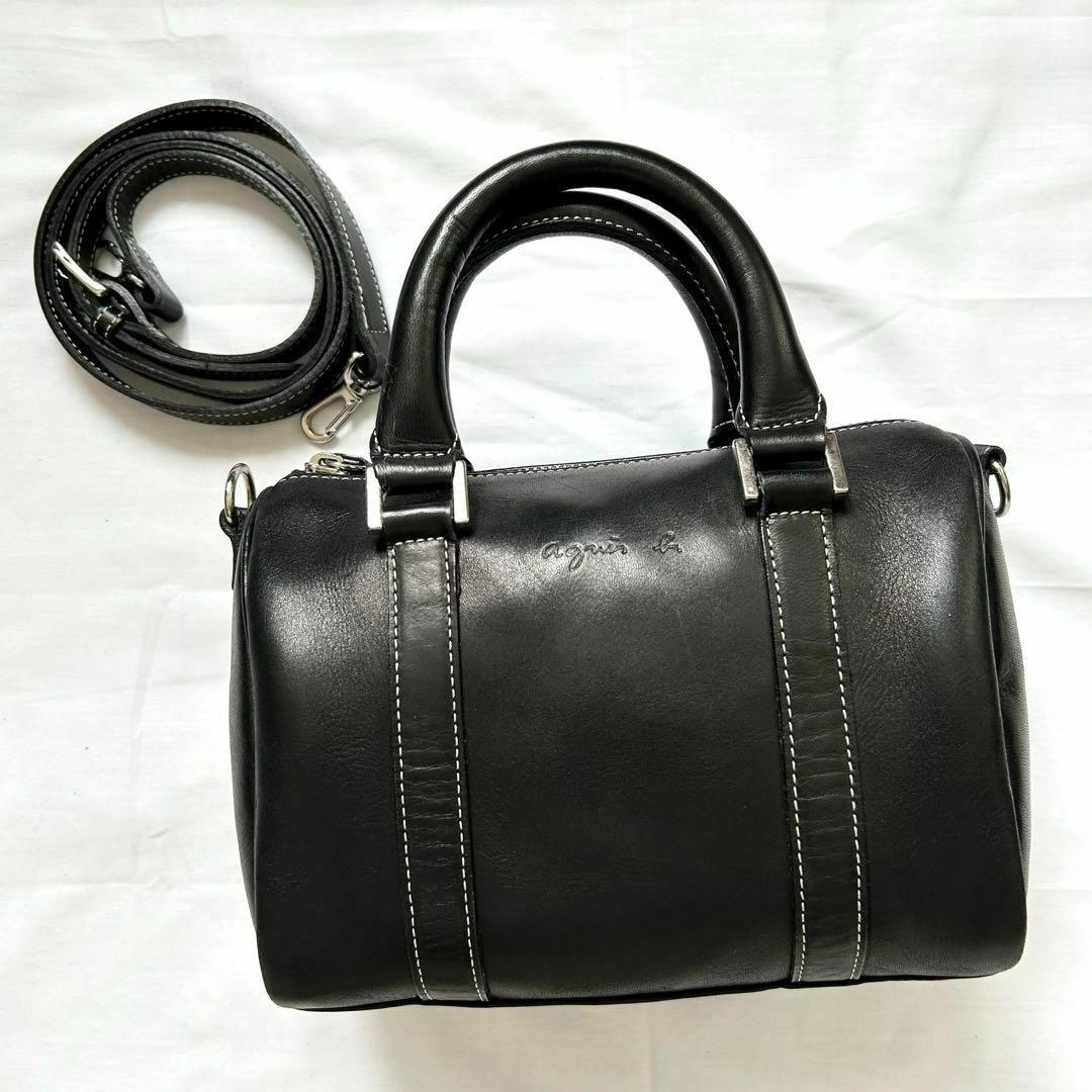 agnes b.(アニエスベー)の✨美品✨2way アニエスベー  ショルダーバッグ　ミニボストン　黒　レザー レディースのバッグ(ショルダーバッグ)の商品写真