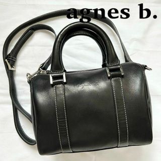 アニエスベー(agnes b.)の✨美品✨2way アニエスベー  ショルダーバッグ　ミニボストン　黒　レザー(ショルダーバッグ)