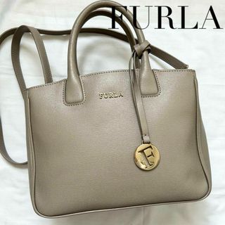 フルラ(Furla)の✨高級感✨2way FURLA ハンドバッグ　ショルダーバッグ　レザー　グレー(ショルダーバッグ)