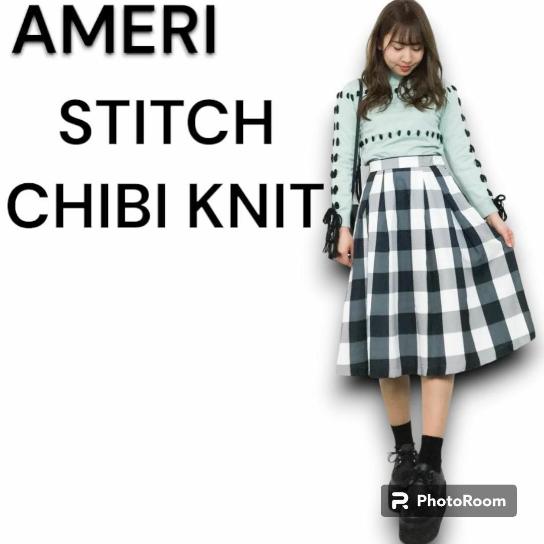 Ameri VINTAGE(アメリヴィンテージ)のAMERI  STITCH CHIBI KNIT　クロップド　セーター レディースのトップス(ニット/セーター)の商品写真