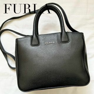 フルラ(Furla)の✨美品✨2way FURLA ショルダーバッグ　ハンドバッグ　本革　ブラック(ショルダーバッグ)