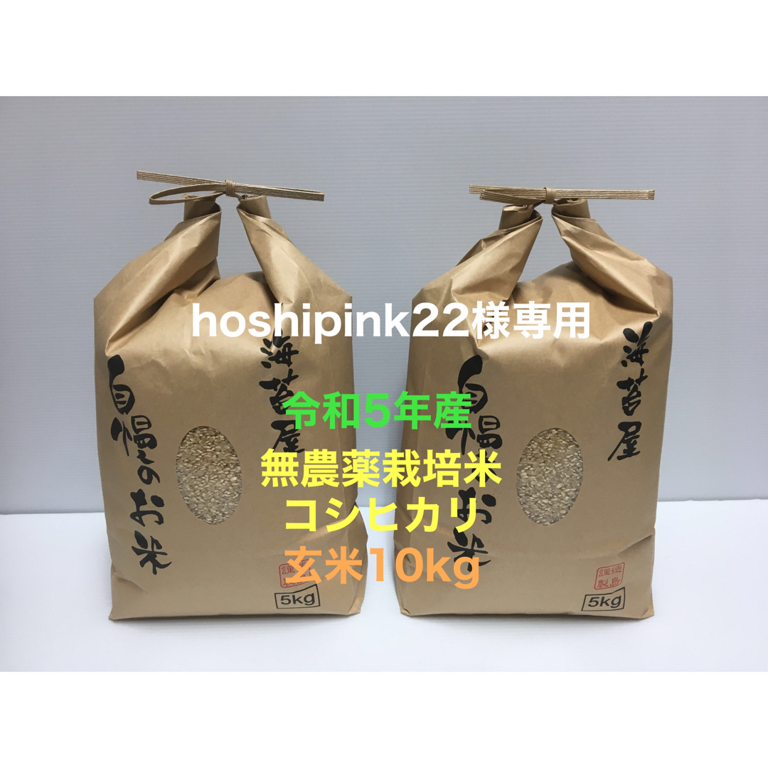 hoshipink22様専用 無農薬コシヒカリ玄米10kg(5kg×2)令和5年 食品/飲料/酒の食品(米/穀物)の商品写真