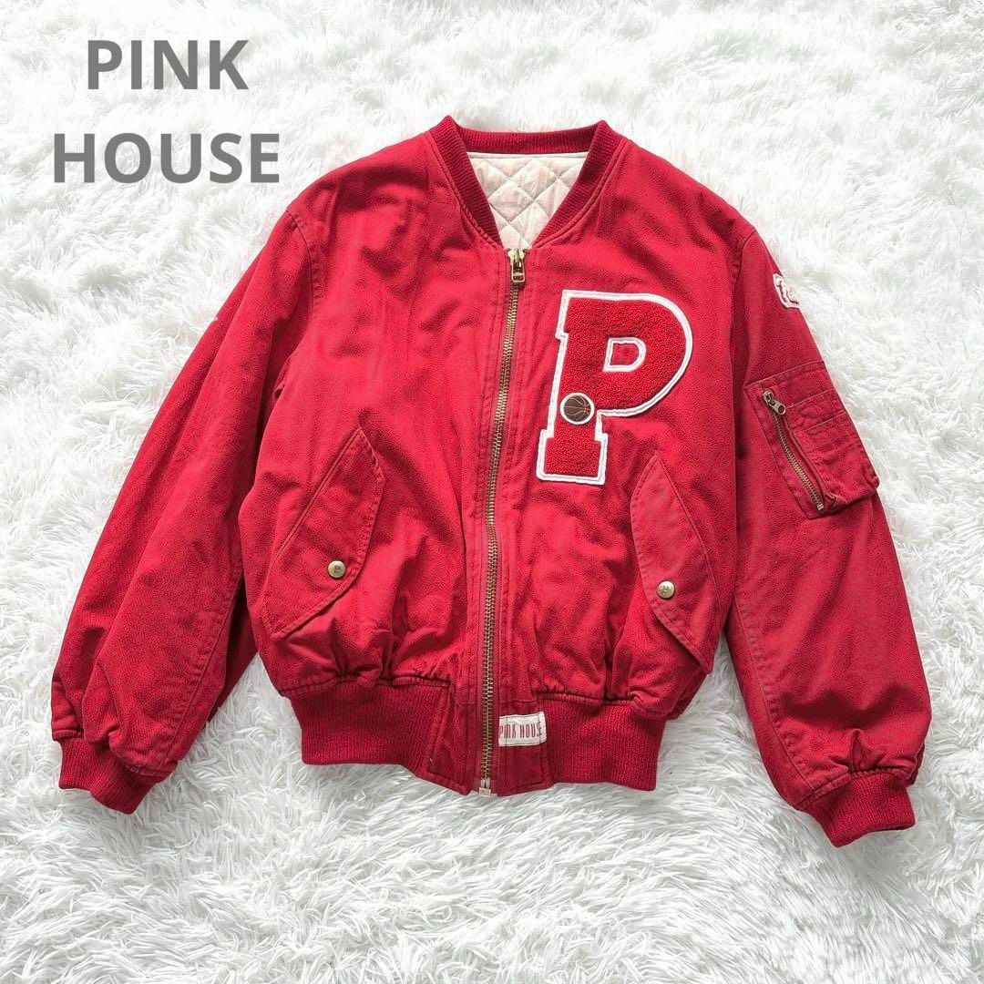 PINK HOUSE(ピンクハウス)のピンクハウス ブルゾン Pロゴ バックロゴ ワッペン MA1 レディースのジャケット/アウター(ブルゾン)の商品写真