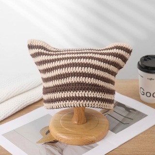 ♥️人気商品♥️Y2k ボーダー 猫耳 地雷 サブカル ニット帽 毛糸 韓国
