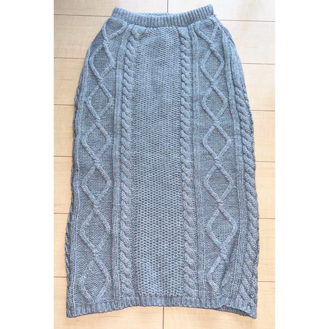 ANAP(アナップ)のレディース　ボトムス　スカート　ニット　ロングスカート　カギ編み　グレー　灰 レディースのスカート(ロングスカート)の商品写真