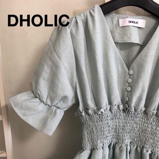 ディーホリック(dholic)の新品☆【DHOLIC】ウエストシャーリングロングワンピース　ライトグリーン(ロングワンピース/マキシワンピース)