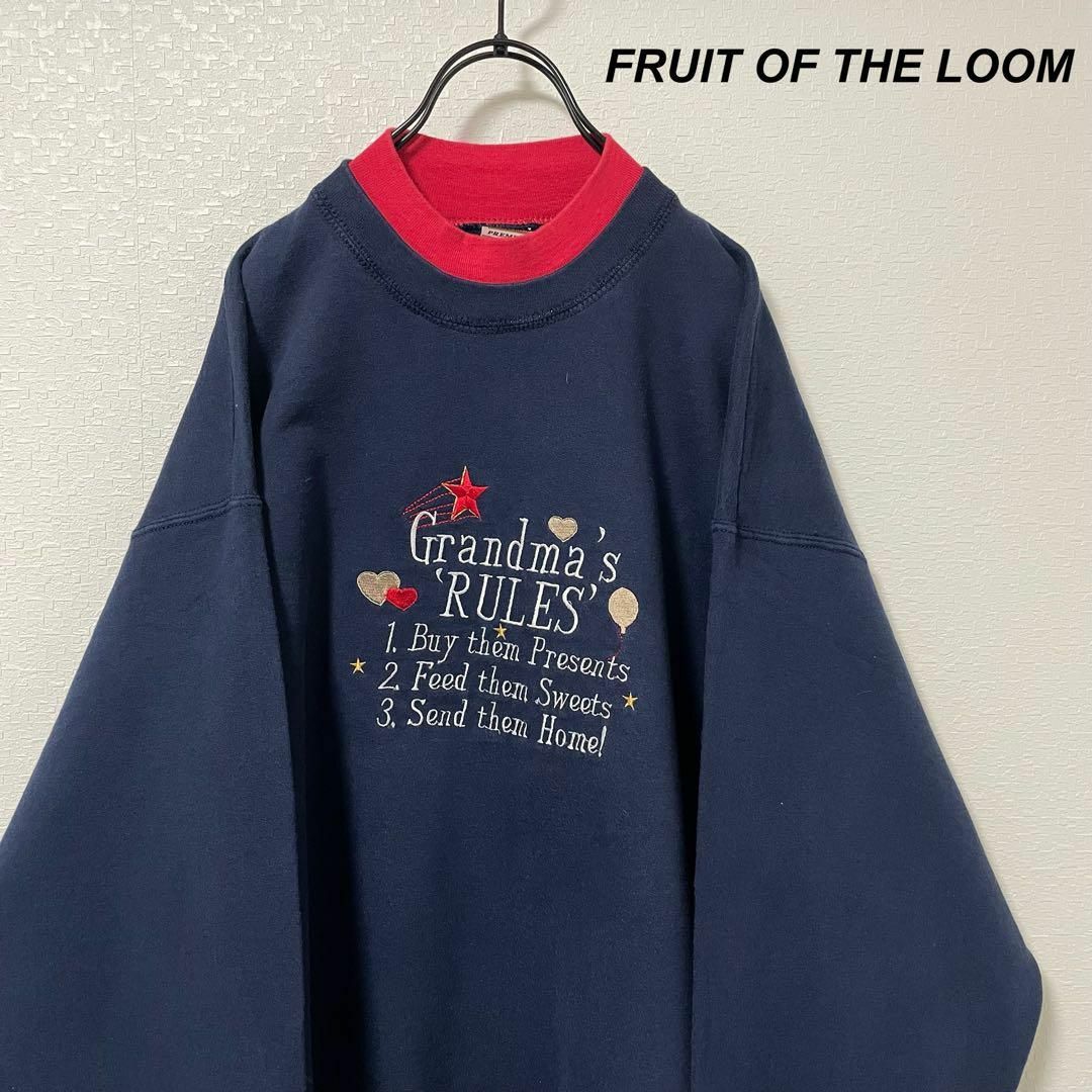 FRUIT OF THE LOOM(フルーツオブザルーム)のビッグサイズ フルーツオブザルーム スウェット ネイビー 刺繍 ボリューム感 メンズのトップス(スウェット)の商品写真