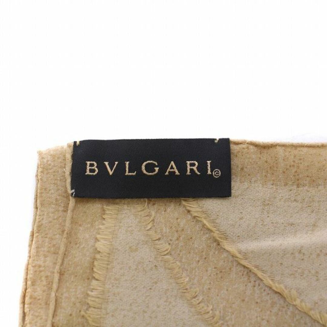 BVLGARI(ブルガリ)のブルガリ ストール マフラー シアー ジャガード 総柄 麻 リネン ロゴ刺繍 茶 レディースのファッション小物(ストール/パシュミナ)の商品写真