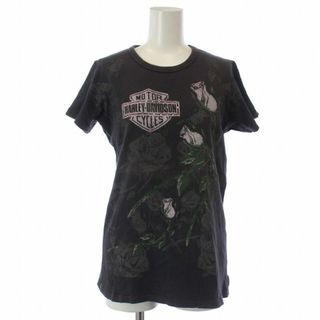 ハーレーダビッドソン(Harley Davidson)のハーレーダビッドソン Tシャツ カットソー 半袖 バラ ラインストーン M(Tシャツ(半袖/袖なし))